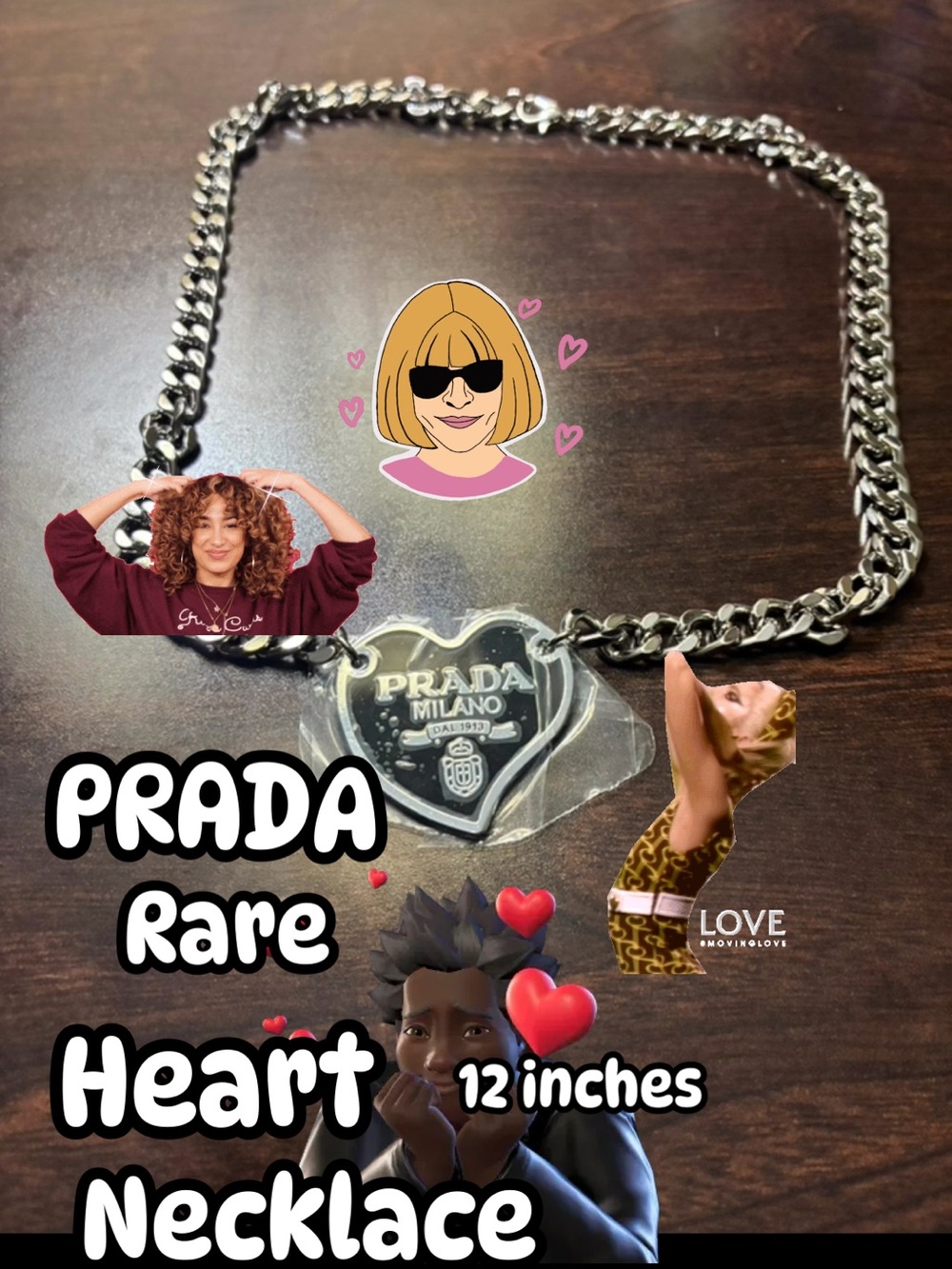 Prada Silver and Black Rare Necklace